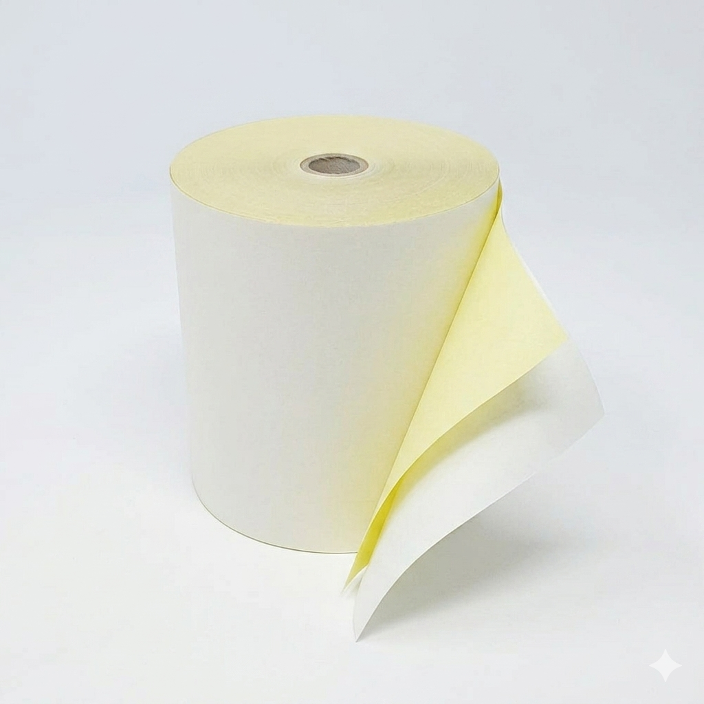 2 Ply 3" x 90ft Carbonless Paper Rolls - White / Yellow